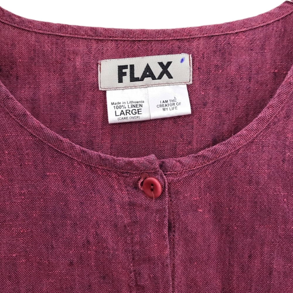 Flax Linen Button Down Top With Rolled Sleeves Pi… - image 3